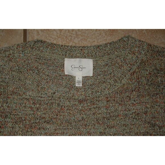 JESSICA SIMPSON Speckled Green Sz Large Soft Stretchy Crew Neck Chenille Sweater - Picture 2 of 2